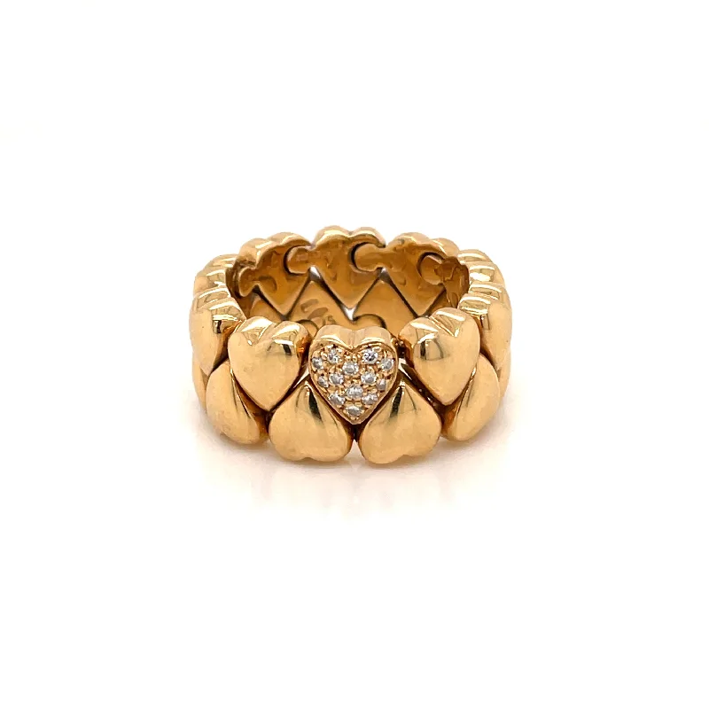 Ladies rings for memorable moments -Cartier Diamond Double Coeurs Gold Band Ring