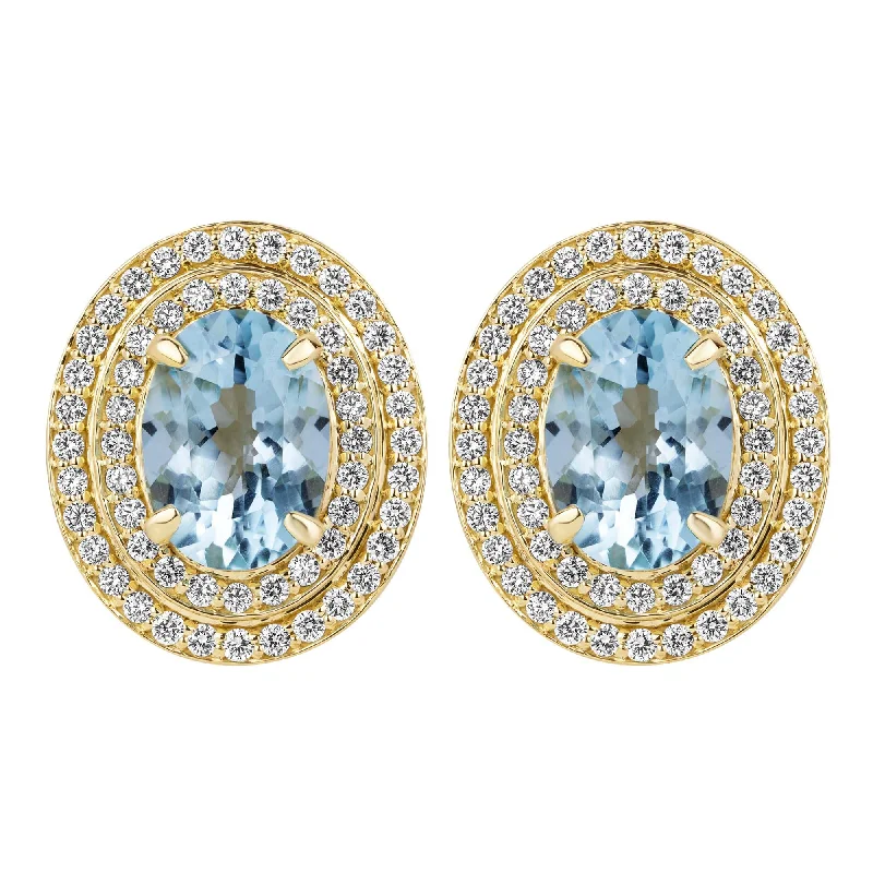 Ladies earrings with blush coral -Earrings - Blue Topaz And Diamond (2389F)