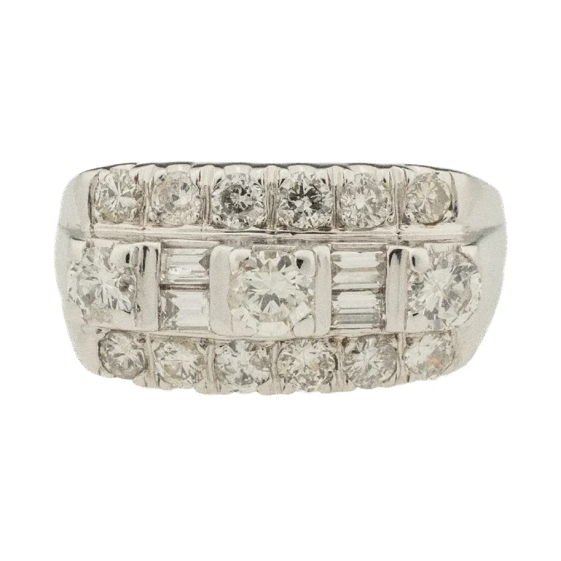 Ladies rings for trend vibes -1.5ctw Vintage Diamond Fashion Ring in 14K White Gold - Size 7.75