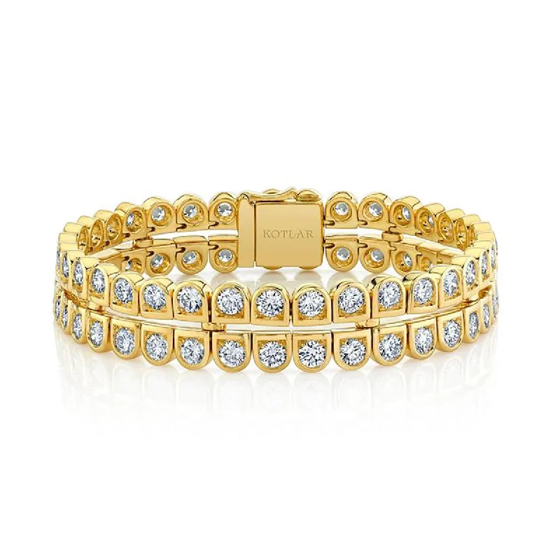 ladies-bridal-charm-link-bracelets-Scallop Silhouette Double Row Diamond Bracelet