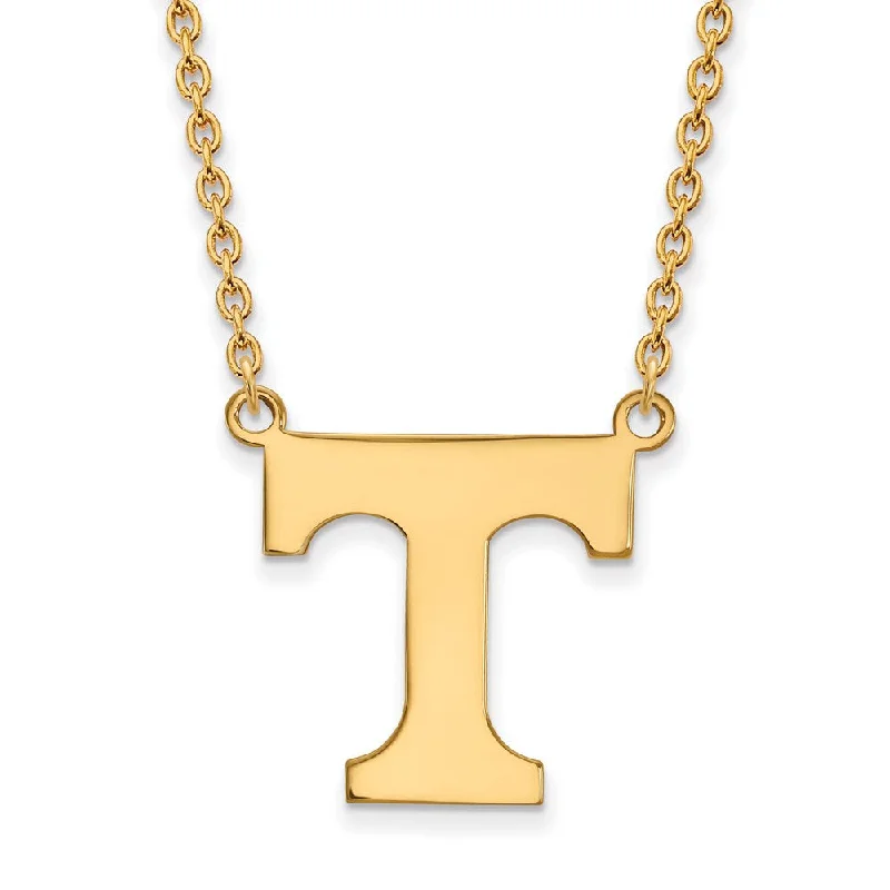 ladies-pearl-layered-necklaces-14k Gold Plated Silver U of Tennessee Large Large T Pendant Necklace