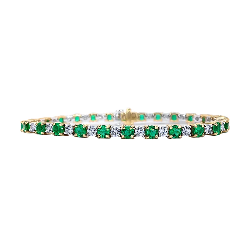 ladies-everyday-cable-bracelets-Emerald and Diamond Bracelet