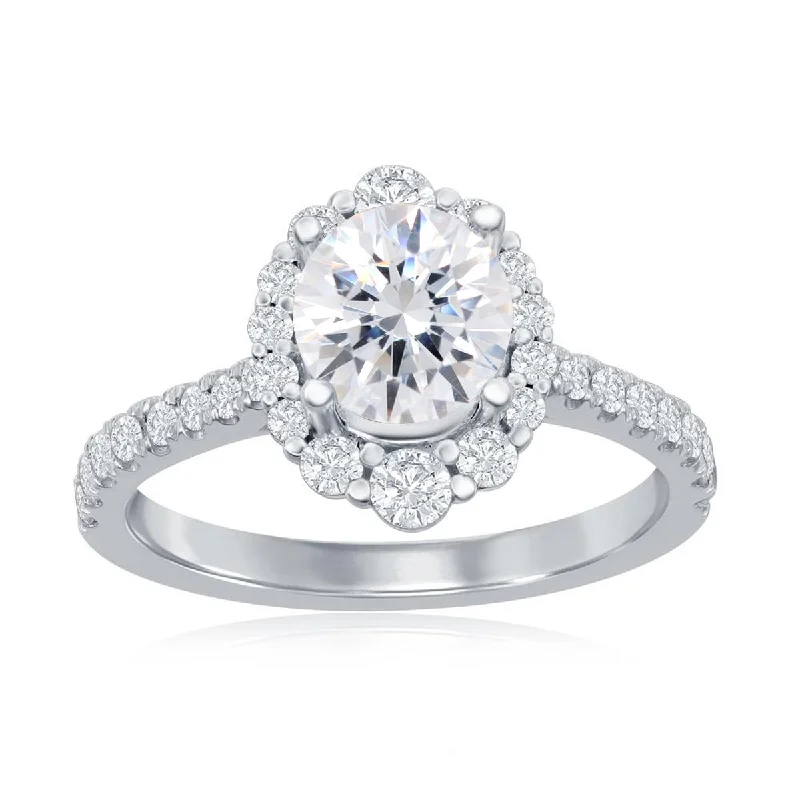 Ladies engagement rings quirky romance -WHITE GOLD DIAMOND HALO ENGAGEMENT RING SETTING, .61 CT TW