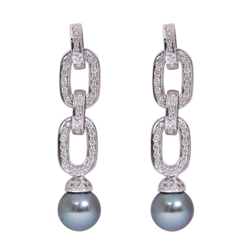 Ladies earrings for getaway charm -Earrings- South Sea Pearl and Diamond