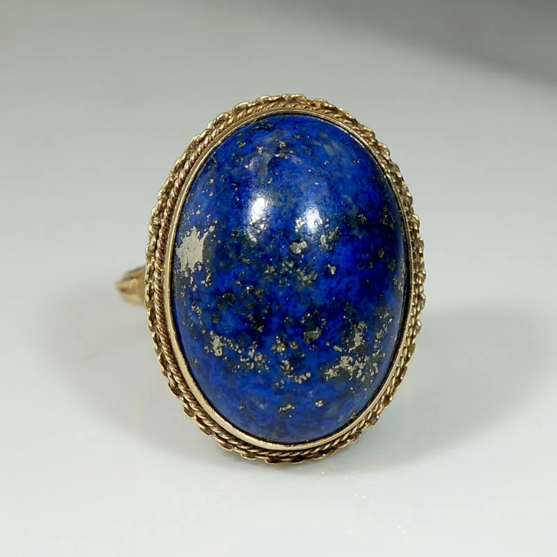 Ladies rings luxe designs -Stunning Lapis Cocktail Ring in Luxe 18k Gold