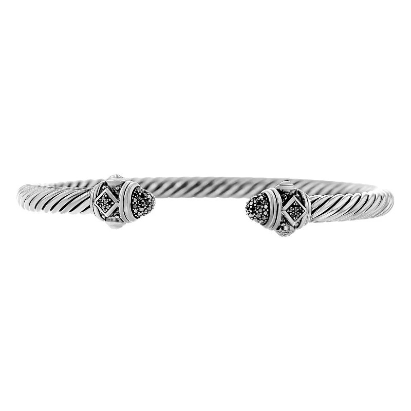 ladies-silver-gold-bracelets-Renaissance Sterling Silver Bracelet with Black Diamonds