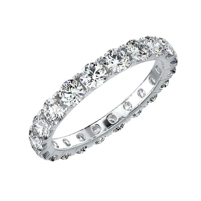 Ladies engagement rings for future unions -Full Accented Eternity Moissanite Diamond Engagement Band in Yellow/White Gold