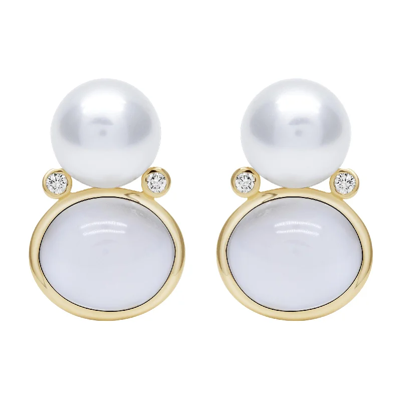 Ladies earrings crafted flair -Earrings - Moonstone, Southsea Pearl And Diamond (2410F)