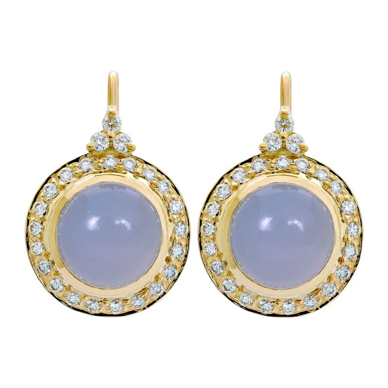 Ladies earrings for rhyme vibes -Earrings- Chalcedony and Diamond